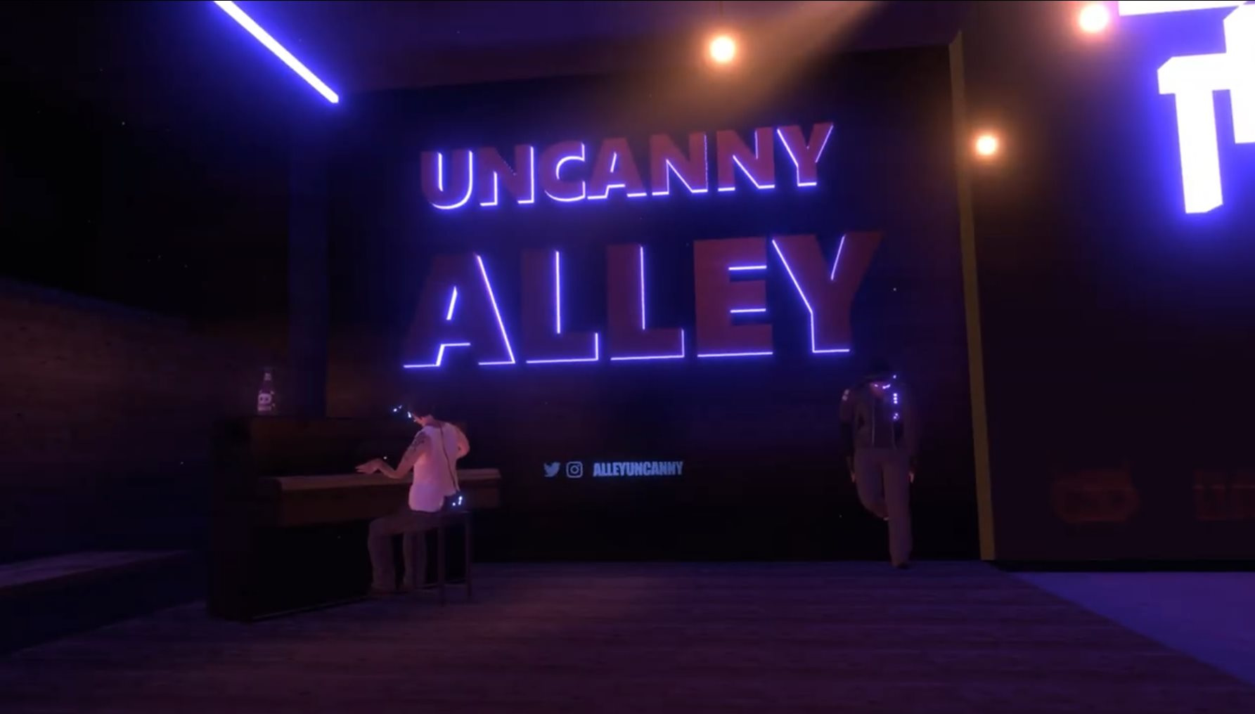 The original Uncanny Alley social VR world, built in VRChat, 2020.