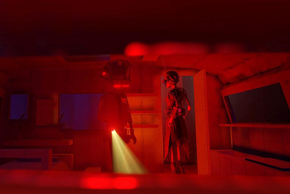 Uncanny Alley: A New Day by Virtual Worlds Company and Ferryman Collective — a scene from the Emmy®-nominated live VR show